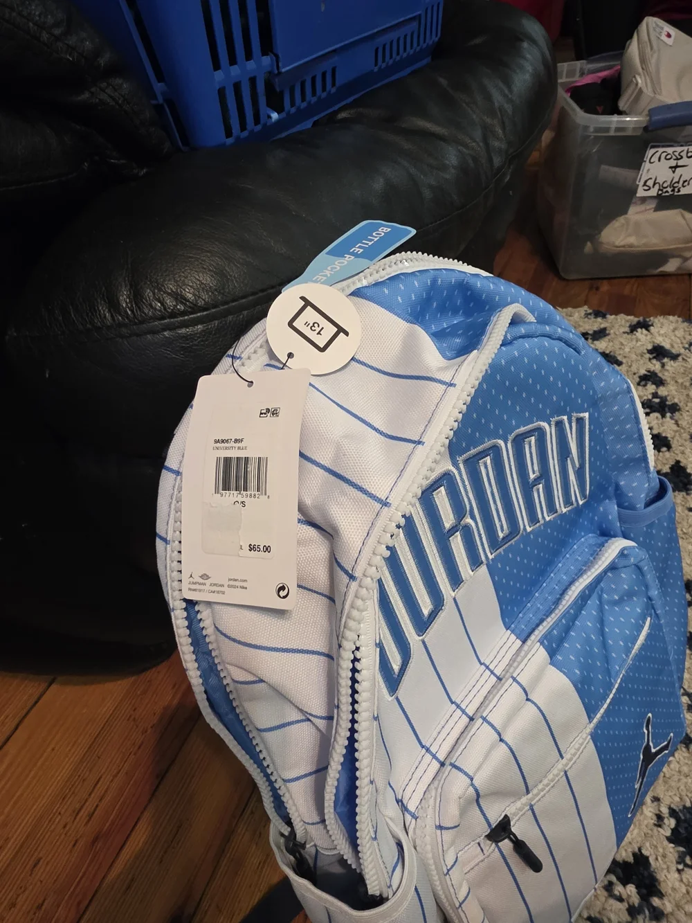 Jordan Men's Blue and White Split-Panel Backpack
